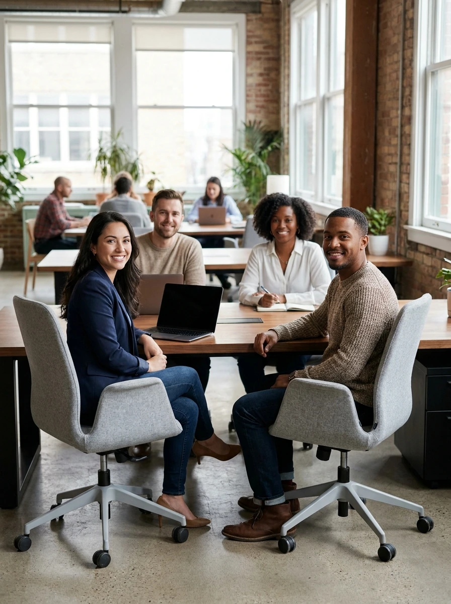 Sales team working in an office
